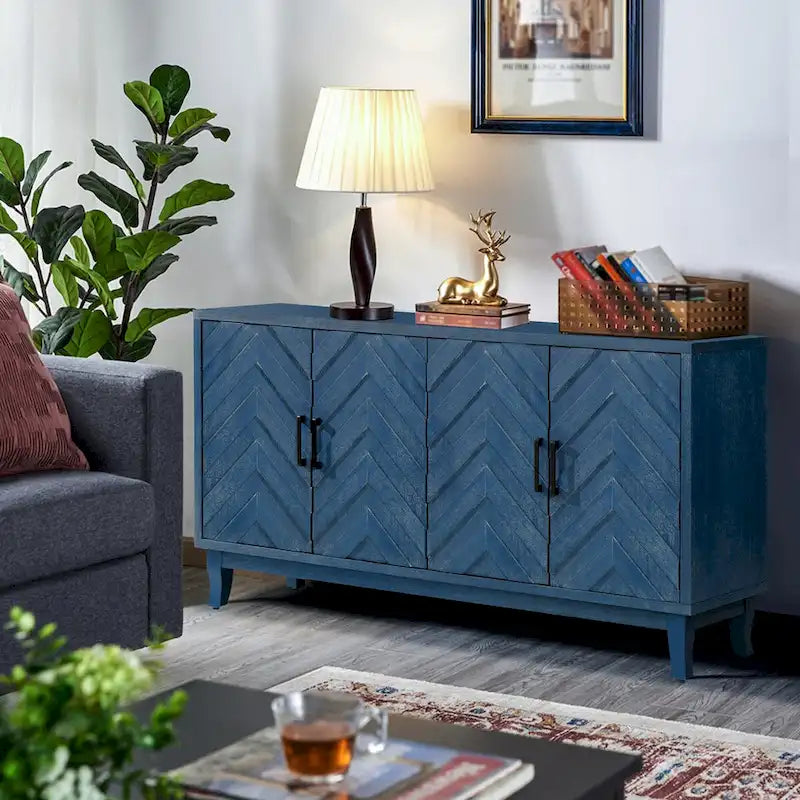 Buffet bas de rangement quatre portes Accent pour salle à manger, entrée et couloir