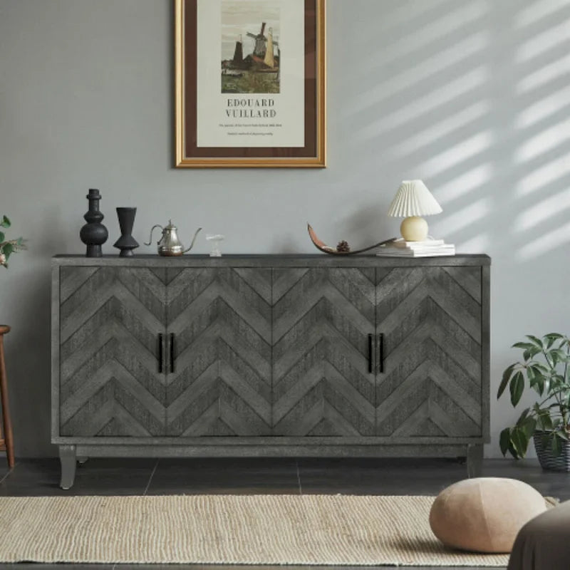 Buffet bas de rangement quatre portes Accent pour salle à manger, entrée et couloir