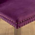 Chaise de salle à manger en velours avec clous décoratifs et pieds en acier inoxydable chromé