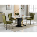 Chaise de salle à manger en velours avec clous décoratifs et pieds en acier inoxydable chromé