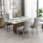 Chaise de salle à manger en velours avec clous décoratifs et pieds en acier inoxydable chromé