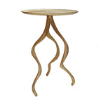 Table d'appoint de 61 cm, piètement en forme de bois de cerf, plateau nervuré, aluminium, doré