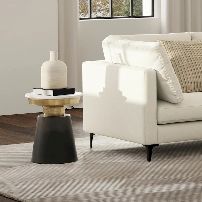 Table d'appoint contemporaine en métal noir et or de 40 cm de large