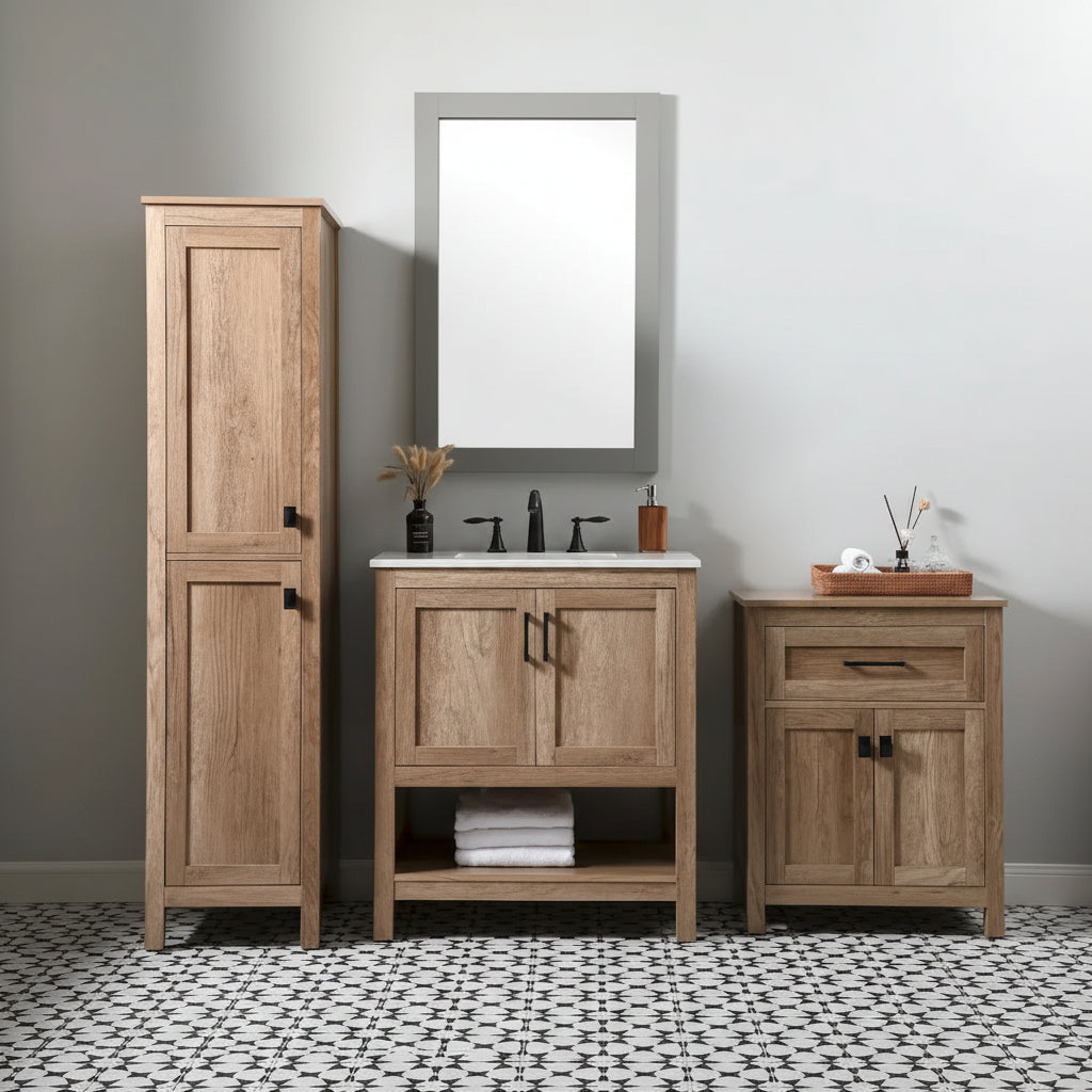 Meuble de rangement pour linge de salle de bain autoportant de 16 pouces