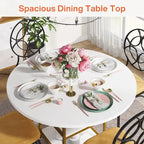 Table de salle à manger ronde de 47 pouces pour 4 personnes, tables de cuisine avec étagères de rangement à 2 niveaux