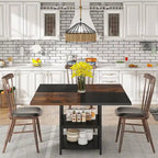 Table de salle à manger ronde de 47 pouces pour 4 personnes, tables de cuisine avec étagères de rangement à 2 niveaux