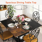 Table de salle à manger ronde de 47 pouces pour 4 personnes, tables de cuisine avec étagères de rangement à 2 niveaux