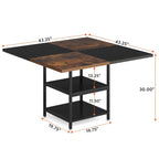 Table de salle à manger ronde de 47 pouces pour 4 personnes, tables de cuisine avec étagères de rangement à 2 niveaux