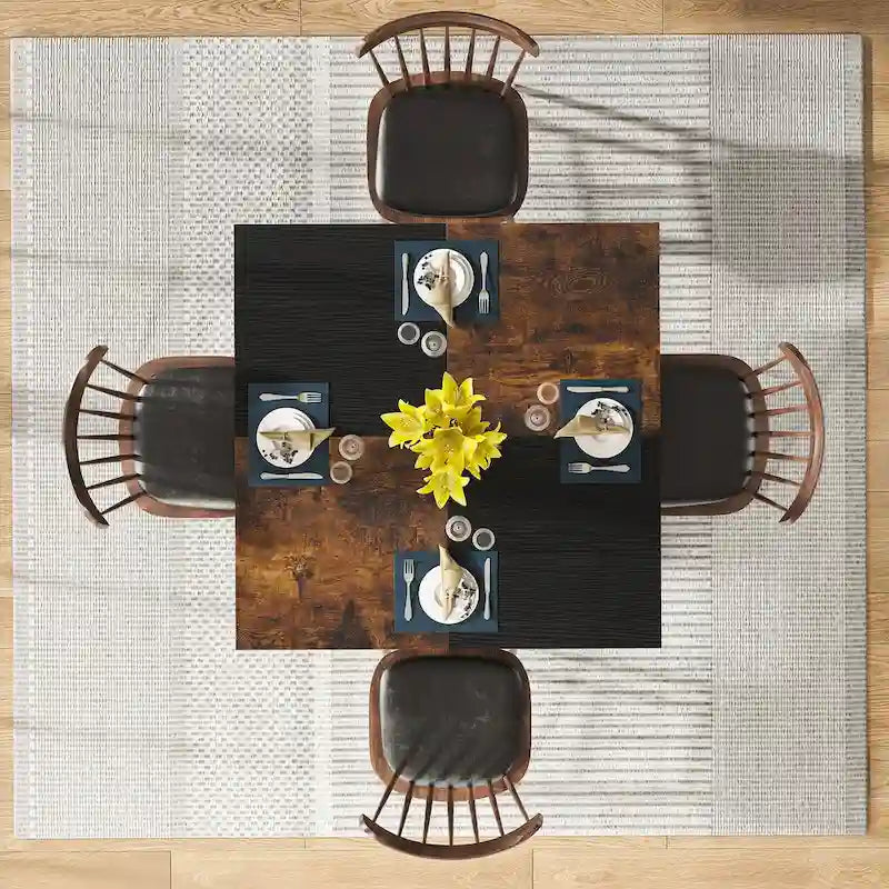 Table de salle à manger ronde de 47 pouces pour 4 personnes, tables de cuisine avec étagères de rangement à 2 niveaux