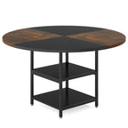 Table de salle à manger ronde de 47 pouces pour 4 personnes, tables de cuisine avec étagères de rangement à 2 niveaux