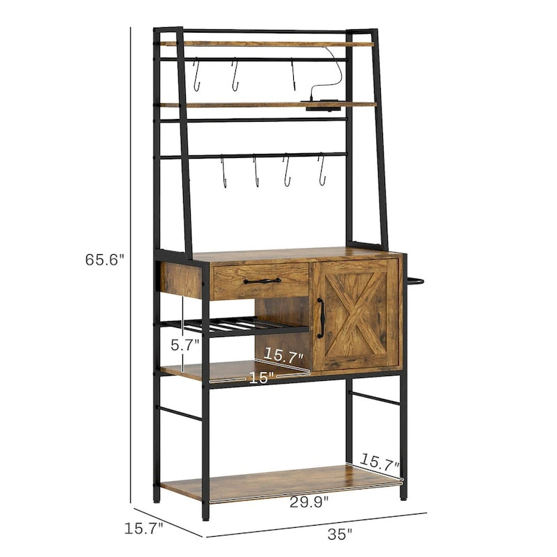 Étagère de Boulanger avec Prise de Courant, Lumières LED et Étagères de Rangement