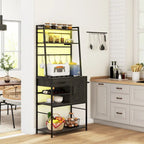 Étagère de Boulanger avec Prise de Courant, Lumières LED et Étagères de Rangement