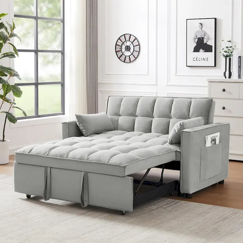 Canapé-lit futon moderne en velours, petit canapé deux places