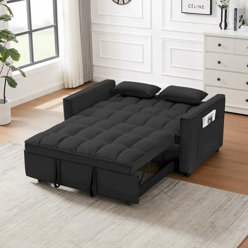 Canapé-lit futon moderne en velours, petit canapé deux places