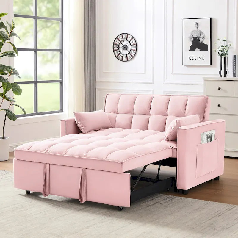 Canapé-lit futon moderne en velours, petit canapé deux places