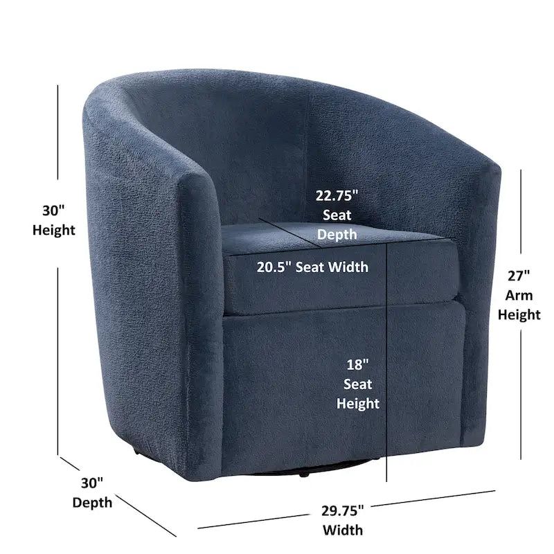 Fauteuil pivotant de style tonneau en tissu haute performance
