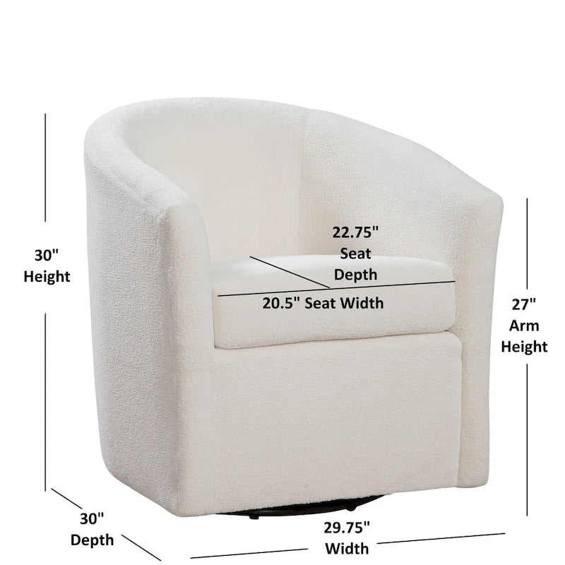 Fauteuil pivotant de style tonneau en tissu haute performance