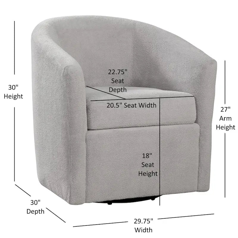 Fauteuil pivotant de style tonneau en tissu haute performance