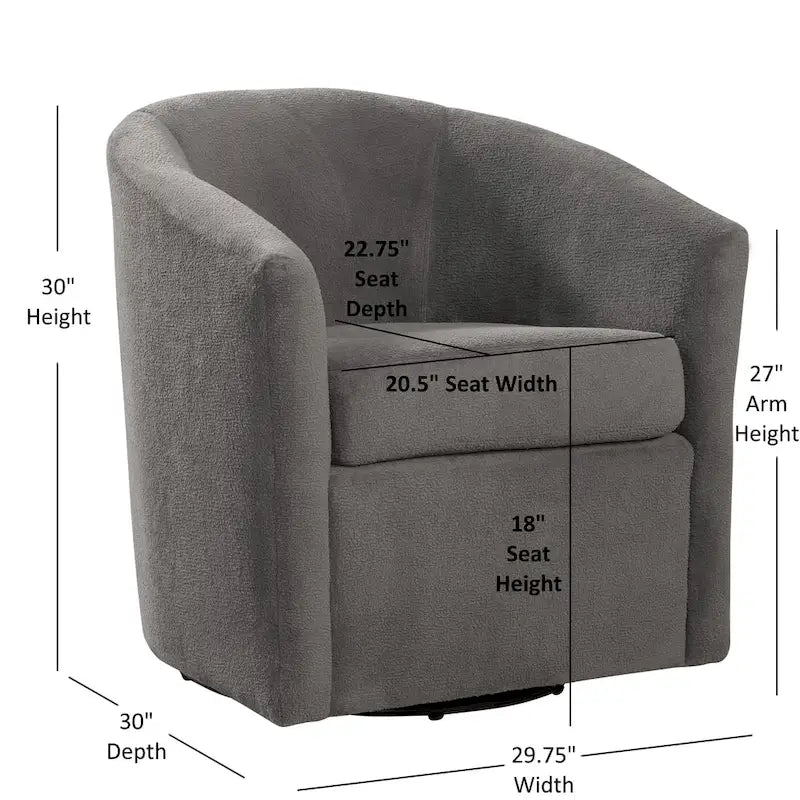 Fauteuil pivotant de style tonneau en tissu haute performance