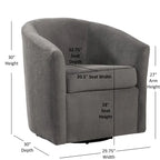 Fauteuil pivotant de style tonneau en tissu haute performance