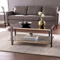 Table basse avec cadre couleur champagne et plateau miroir fumé, pour salon, chambre