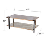 Table basse avec cadre couleur champagne et plateau miroir fumé, pour salon, chambre